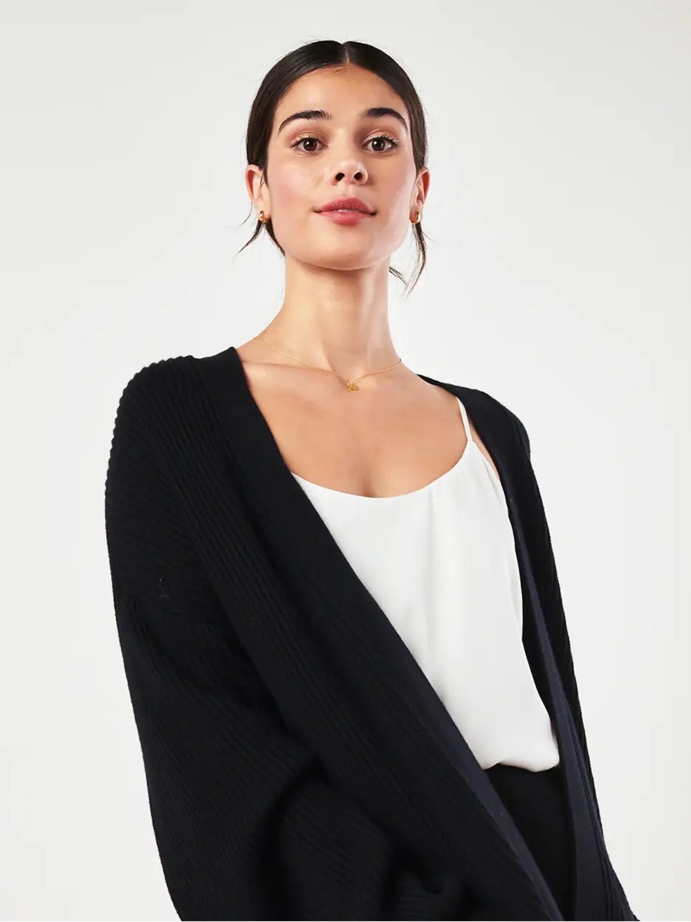 100% Organic Cotton Oversized Cardigan Black